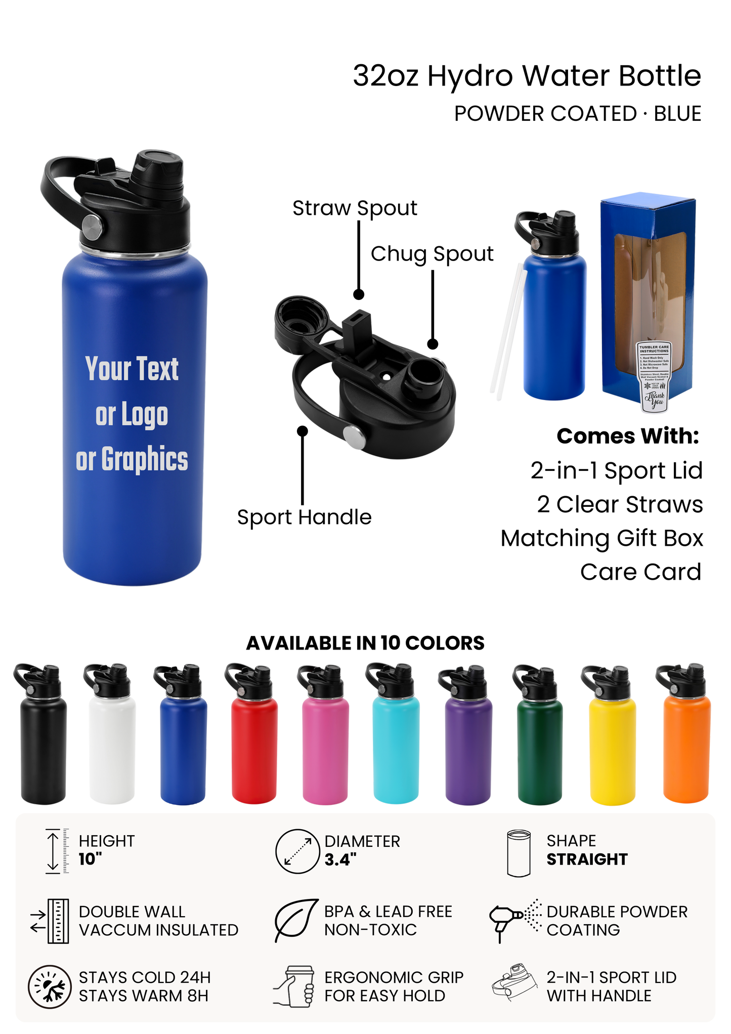32oz hydro water bottle tumbler